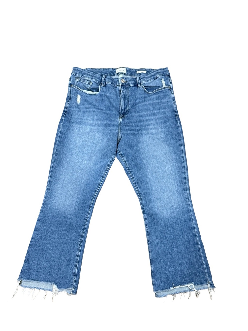 👖 FRAME Le Crop Mini Boot Raw Step‎ Hem Jeans Size 34 Dark Wash - Picture 4 of 15